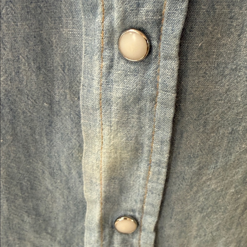 YOU GOTTA BE KIDDING Embellished Light Blue Denim & Diamonds shirt VTG - Picture 7 of 12